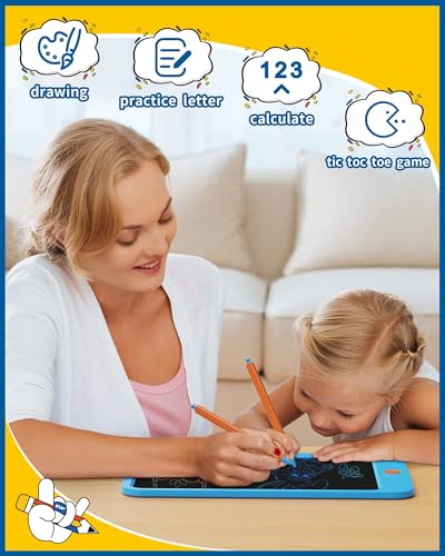 TEKFUN LCD Tableta de Escritura para Niños Pequeños Juguetes, 10 Pulgadas Colorido Doodle Tablero de Dibujo Tableta de Dibujo, Juguetes para 3 4 5 6 7 8 Años Niños Niñas Niños Pequeños (Azul) - imagen 4