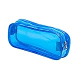 Estojo PVC Transparente 1 Zíper Azul, BRW