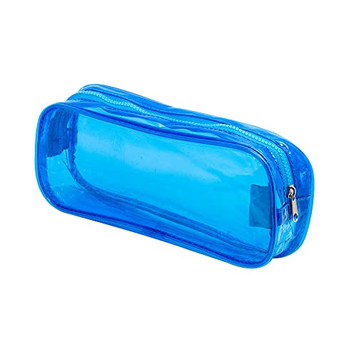 Estojo PVC Transparente 1 Zíper Azul, BRW