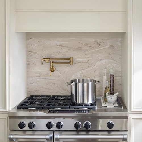 Moen Brushed Gold Traditional Double Jointed Wall Mount Swing Arm Folding Pot Filler Kitchen Faucet, S664BG by Moen - Image 8
