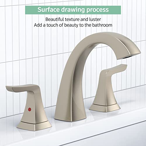 Bathroom Faucets, Brushed Nickel Bathroom Faucet For Sink 3 Hole - 2 Handles Bathroom Sink Faucet With Pop Up Drain Assembly And 2 Water Supply Lines Faucets For Rv Bath Vanity #TOP3