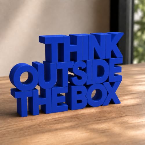 Image of Mad Masters Think Outside The Box Motivational Desk Decor - Aesthetic Table, Shelf & Wall Showpiece for Home Office, Business, Vastu Friendly Gifting, Royal Blue (20.3 x 12.3 x 2.5 cm)