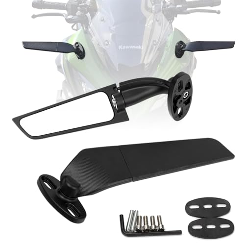 RACEAST 汎用 バイク ミラー ウイング翼型スリムカウルミラー スポーツバイク用ウイング凸型ミラー- zx25r yzf-r25 gsx250r zx4r ninja400 gsx-r125 cbr250r/rr、NINJA、GSX、YZF、ZZR、