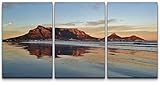 wall26 - 3 Piece Canvas Wall Art - Landscape of Cape Town and Table Mountain at Sunrise - Modern Home Art Stretched and Framed Ready to Hang - 16