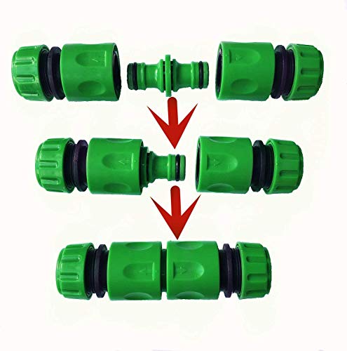 Plastic Garden Hose Tap Connector Kit Hose Connector Fitting Set for Join Garden Hose Pipe Tube Including Double Male Connector,Hose Tap Connector Size 2-in-1, Hose 1/2\"End Quick Connect (5 Packs) - Thumbnail 2