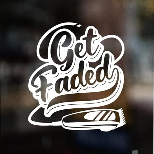 Get Faded Barbershop Sign Vinyl Decal Sticker, Hair Clippers, Skin Fade ...