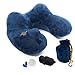 GIFT-4U Inflatable Travel Neck Pillow for International Flights, Car, Trains and Traveling with Sleep Mask, Earplugs, Lightweight Packsack