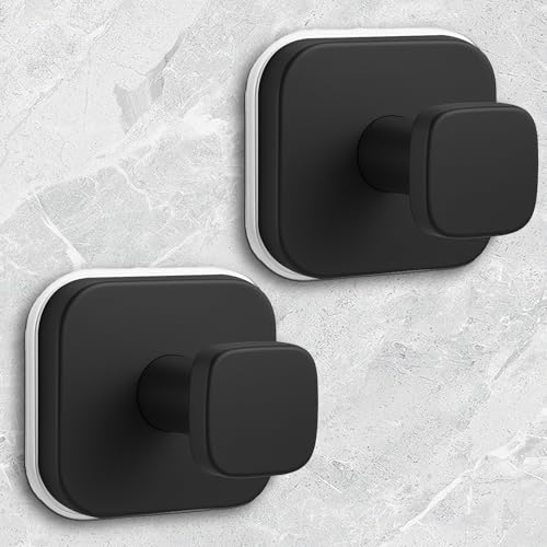 WingWider Shower Hooks for Inside Shower,Reusable Suction Cup Hooks for Glass Window,Mirror,Removable Towel Hooks for Bathroom,2 Pack(Black)