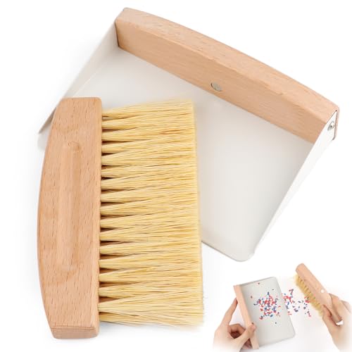 Small Dustpan and Brush Set with Wooden Handle