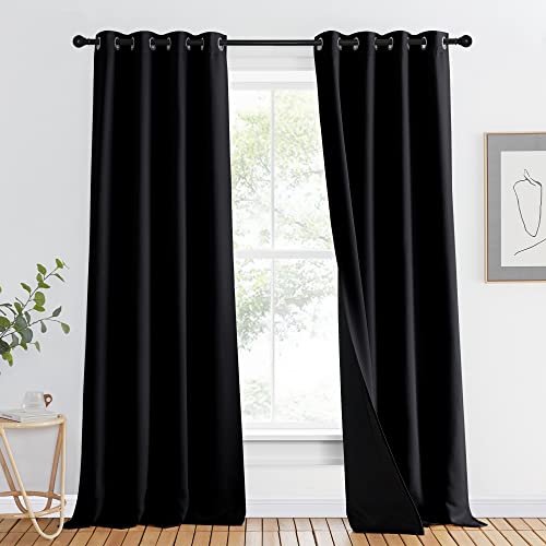 NICETOWN Cold Blocking Curtains, High-End Thermal Full Blackout Curtain 90 inches Long for Dining Room, Soundproof Window Treatment Drape for Hall Roo