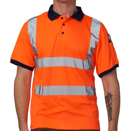 AYKRM Orange Hi Vis Viz Visibility Safety Work Polo Shirt hi vis Polo Shirt (XS-8XL)
