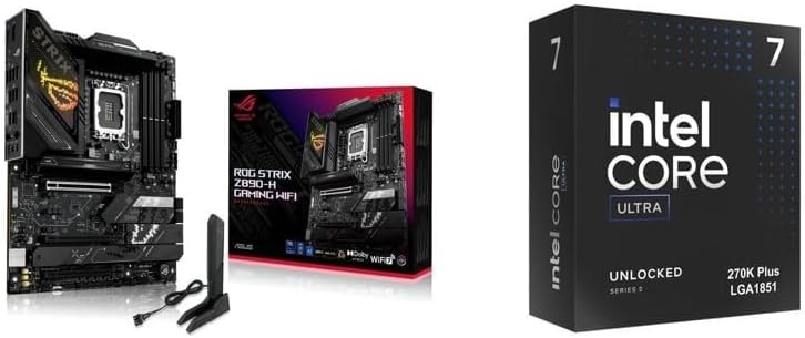 Motherboard CPU Combo-Z890-H Z890 LGA 1851 ATX Motherboard Bundle with Core Ultra 7 270K Plus Processor 24 cores (8 P-cores + 16 E-cores) up to 5.5 GHz BX80768270K