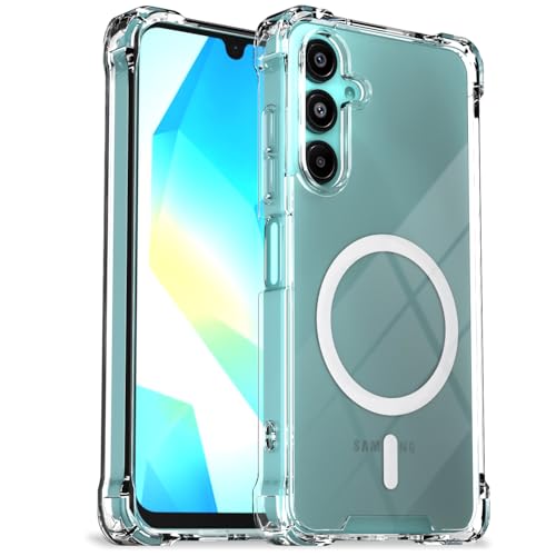 Image of Pikkme Back Cover for Samsung Galaxy M17 5G / A17 5G / F17 5G Mag-Safe Shockproof PC + TPU Protective Case Magnetic Support Bumper Case (Transparent Mag-Safe)