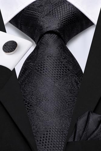Image of Dubulle Silk Ties Set for Men Formal Paisley Striped Necktie Pocket Square Cufflinks 3PCS Sets Wedding Business Party