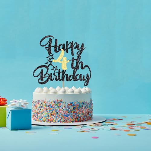 Image of 4th Happy birthday cake topper happy birthday cake decoration 4th birthday party decoration gift plugin (4)