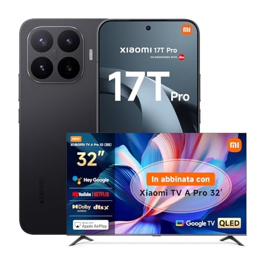 Xiaomi 17T Pro, Smartphone 12+256GB, Display Eye-Care 6,83" 144Hz, Batteria Silicio-carbonio da 7000mAh (typ), Teleobiettivo Leica 5x, 100W HyperCharge, Black, Garanzia 3 anni+Xiaomi TV A PRO 32
