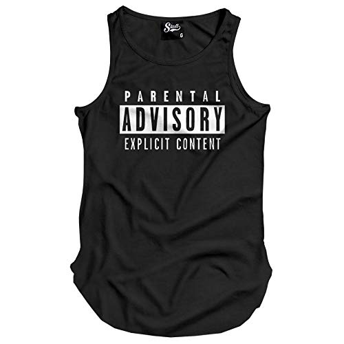 Camiseta Regata Longline Parental Advisory (G, Preto)