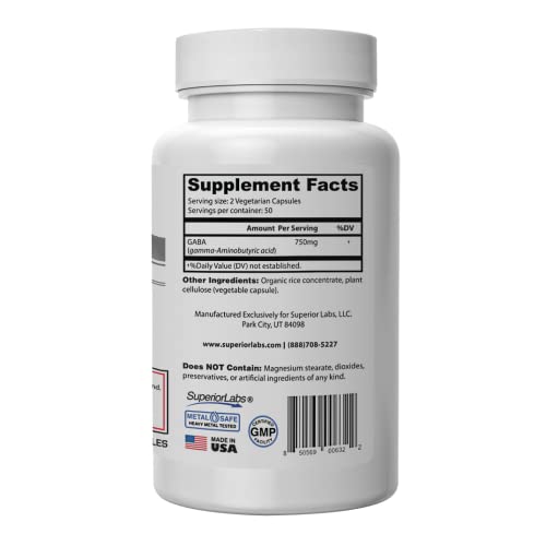 Superior Labs | GABA Supplement 750mg | Maximum Strength Mood Enhancement | Natural Relief of Simple Nervous Tension, Promotes Mood Balance, Sleep Quality, and Natural Brain Function* - Thumbnail 3