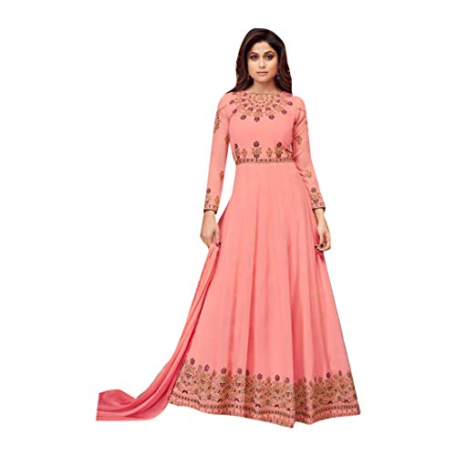 Peach Indian Ethnic Anarkali Salwar Kameez Lunghe Donne Musulmane Vestono Bollywood Abaya Designer Wedding 7546