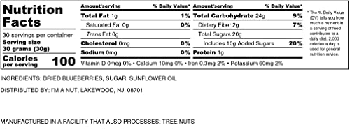 Dried Blueberries 2 lb (32 oz) – Gluten-Free & Peanut-Free, Slightly Sweetened – Great for Baking & Snacking – Berries with Benefits