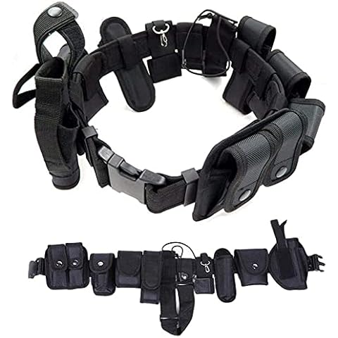 Ltvystore Law Enforcement Utility Tactical Belt Multifunctional Outdoor 10 in 1 Training Waist Belt Adjustable Modular Equipment Duty Belts Hiking Police Security Guard Military Hunting Cover