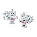 Katy Craig Paire de boucles d'oreilles en argent sterling en forme de robot avec paillettes Rose