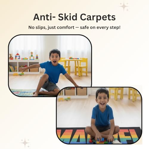 Image of Athom Living Marvel Runner Carpet 2x4.5 Ft, Soft Printed Mat with Anti-Skid Backing, Durable Washable Runner for Kids Bedroom, Play Area & Playroom Decor