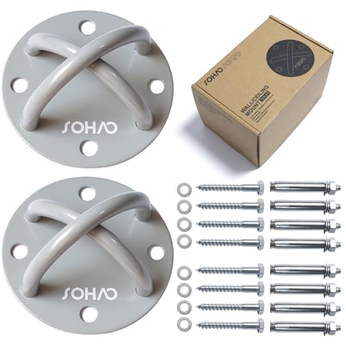 SOHAO Wall Anchor Mount for Suspension Straps, Aerial Yoga Swing & Hammock, Gymnastic Rings, Battle Ropes, Resistance Band, 750 lbs Ceiling Bracket Mount