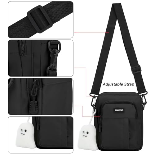 DOB SECHS Cute Unisex Small Messenger Bag Cross Body Nylon Shoulder Hobo Purse Phone Bags for Women Men with Ghost Pendant4