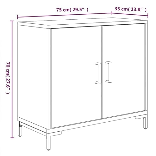 Aparador negro 75x35x70 cm en madera maciza de pino reciclada con dos puertas para salon 4