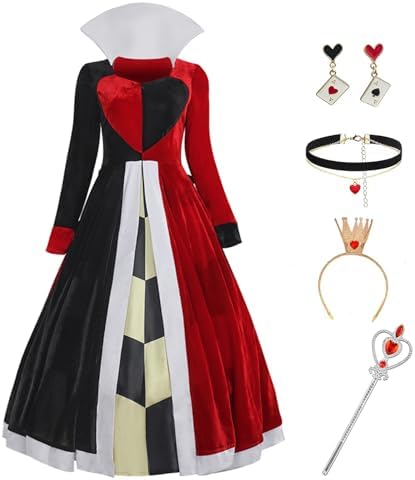 Queen of Heart Costume Red Queen Dress Womens Wonderland Hallowee...