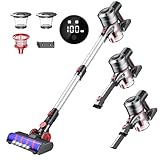 4785円お得！掃除機 コードレス 【25000pa強力吸引&LED液晶ディスプレイ】 充電式 コードレス掃除機 35分間連続稼働 2WAY スティッククリーナー ハンディクリーナー サイクロン 掃除機 HEPAフィルター 多重濾過 LEDライト付 左右180°上下90°回転 電気掃除機 一人暮らし フローリング/カーペット/カーテン/ソファ/車に適用 家庭用 日本語説明書 PSE認証済 (ブラック)