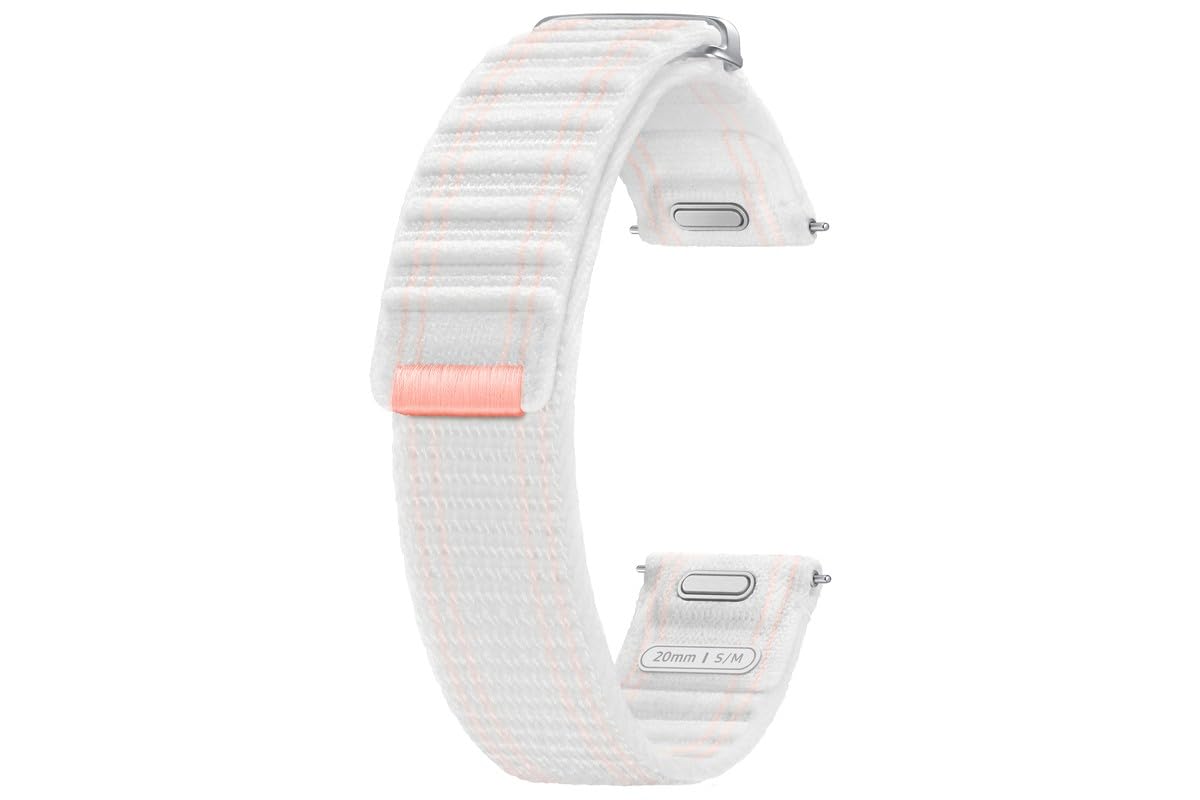 Samsung Galaxy Bracelet en tissu officiel (S/​M) pour Galaxy Watch 7, rose et blanc