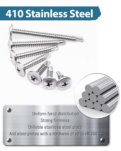 100 Stück M4.2 x 38 mm Selbstschneidende Schrauben Metall, Leryati Hochfeste 410 Edelstahl Selbstschneidend Blechschrauben, Phillips Kopf Selbst Bohrschrauben Selbstbohrende Senkkopf Schrauben