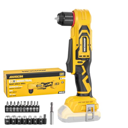 Brushless Right Angle Drill for DeWalt 20V Battery (Tool Only) 3/8 Cordless Angle Drill with Compact Design & Variable Speed featuring an LED Light for Screws/Drilling