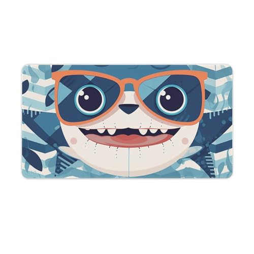 Tapis de souris de jeu grand format au design requin rigolo imprimé