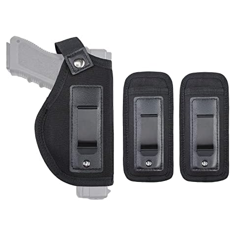 Universal IWB Gun Holster for Concealed Carry Inside The Waistband Pistols Magazine Holster 9mm Fits Firearms Glock 17 19 26 43 S&W M&P Shield 1911 Taurus Ruger Sig Sauer P320 Springfield XD Cover