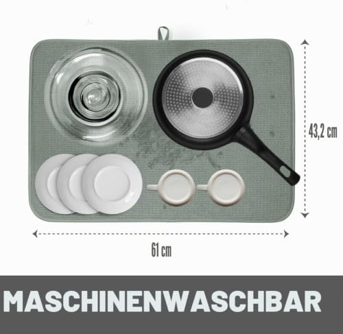Mikrofaser Abtropfmatte XXL für Küche Abtropfmatte Abwasch Abtropfmatte Super saugfähig Schnell trocknend 46 x 60cm Grün – Ansicht 6