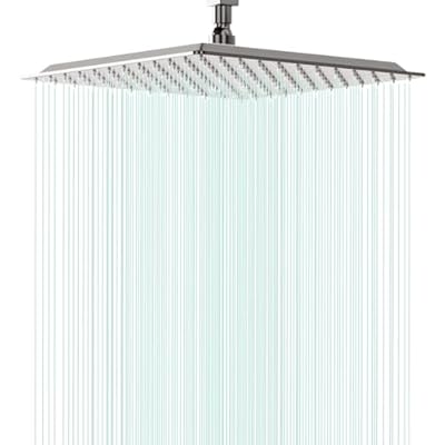 AULEEND Square Shower head, High Flow Stainless Steel Square Rainfall Shower Head, High Pressure Design Even at Low Water Flow (A01 Brushed Nickel, 12 Inch)