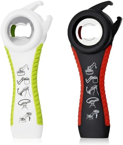 2 Pack 5-in-1 Can Bottle Jar Opener, Multi-function Easy Grip Twi...