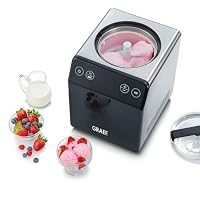 GRAEF Eismaschine IM700 Schwarz mit Touch-Display, 2-Liter-Edelstahlbehälter, 4 Programme inkl. Joghurt- und Rührfunktion, automatische Kühlung, Cream Control – Ansicht 3