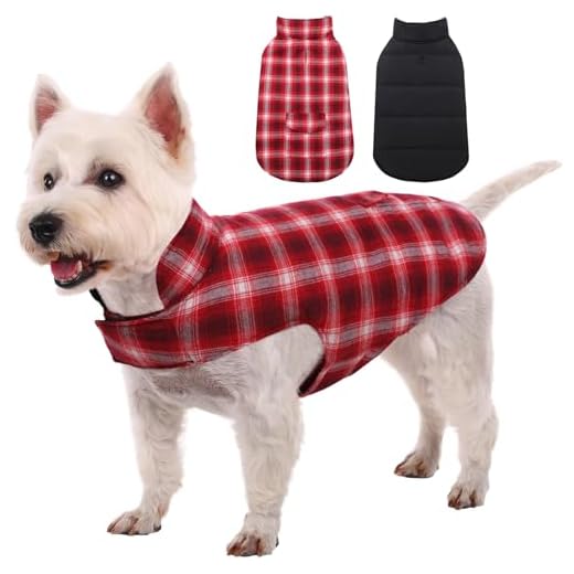 Kuoser Dog Winter Coat, Cozy Reversible British Style Plaid Dog Vest Winter Coat, Waterproof Windproof Warm Dog Apparel for Cold Weather Dog Jacket for Small Medium Large Dogs with Furry Collar XS