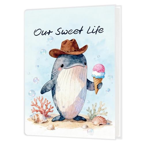 Álbum de fotos para niños, guarda 36 fotos de 4x6 pulgadas, regalo ideal para bebés, recién nacidos y familias, diseño temático náutico con ballena y helado miniatura 1