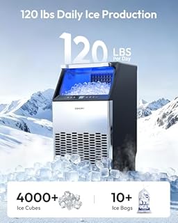 EUHOMY Under Counter Ice Maker with Drain Pump, 120 lbs/24H Commercial Ice Machine, Stainless Steel Ice Maker with 33 lbs Storage Bin, Freestanding Ice Maker for Home/Bar/Cafe/Restaurant