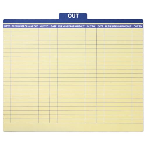 20PCS chiazllta Top-Tab Out Guides Printed Forma Style, 1/5-Cut Tab Center Position, Heavyweight Charge-Out Record Guides, Letter Size, Guide Height, 11.73"X 9.84", Blue
