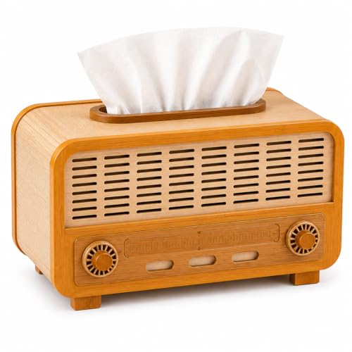 Image of Retro Wooden Tissue Box with Storage Drawer | Vintage Tissue Paper Holder for Home, Office & Car | Multipurpose Decorative Organizer Box