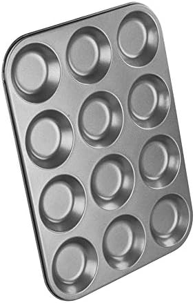 Chef Aid 12 Cup Shallow Bun Tin, Made from Durable and Robust Carbon Steel, Non-Stick Goldflon Coating, 31.5 x 24 cm