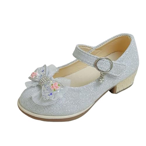 IWIHMIV Toddler Girls Dress Shoes Wedding Party Princess School Ballet Low Heel Slip-On Closed Toe Mary Jane Shoes