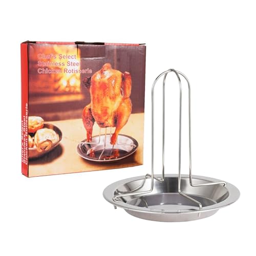 Sucritude Grillständer Für Bierdosen-Huhn, Edelstahl Gestell Zum Grillen, Vertikaler Grillständer Mit Auffangschale Für Camping Outdoor Party Restaurant Grillen Zuhause
