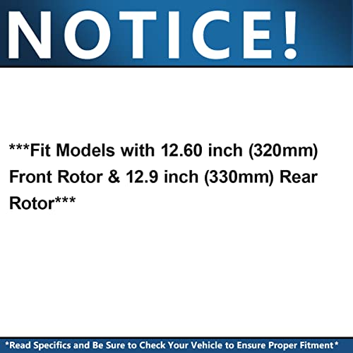 Image of Detroit Axle - Brake Kit for 2011 2012 Ford Edge Lincoln MKX, Drilled & | Slotted Brake Rotors Ceramic Brakes Pads Replacement 12.60'' inch Front and 12.90'' inch Rear Rotor
